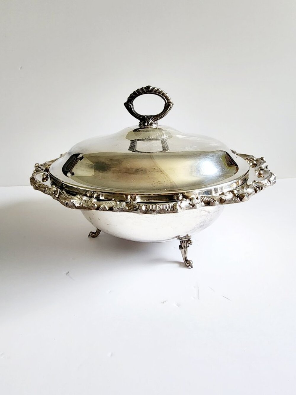 3 Piece Vintage Silverplate Footed Serving Dish